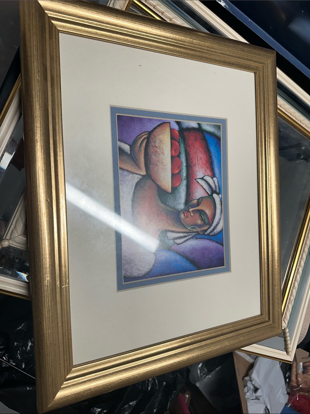 Framed Home Art Print in Gold Frame with Multicolor Canvas